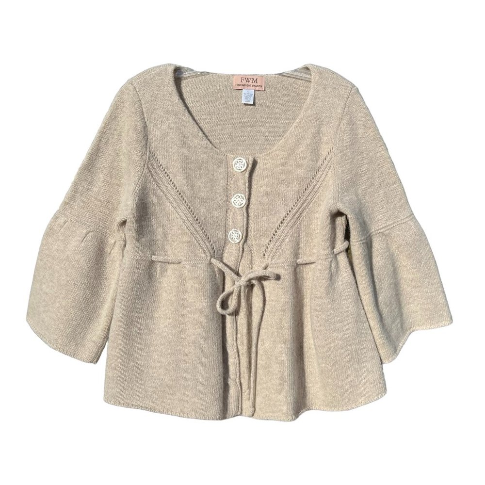 Fenn Wright Manson FWM Heathered Oatmeal Wool + Angora Sweater Drawstring Waist